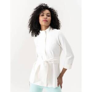 NEW RENUAR woven sashed jacket in white
